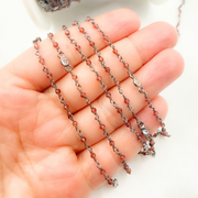 Garnet & CZ Oxidized Wire Chain